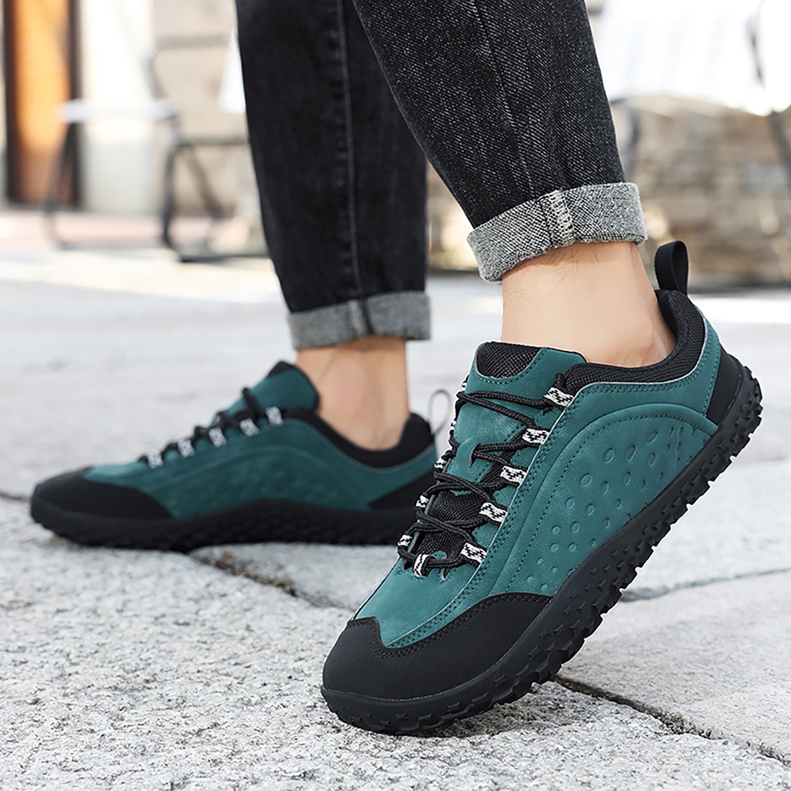 Rokment Womens Mens Barefoot Hiking Shoes 2026 Spring Fall Fashion Casual Color Block Outdoor Sports Trekking Flat Waterproof Wide Toe Low Top Construction Walking Sneakers Green Size 11.5