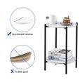 thumbnail image 5 of Resenkos 2-shelf Faux Marble Tabletop End Table with Black Metal Frame, Round Accent Table for Sofa Side, Living Room White, 5 of 8