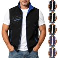 thumbnail image 6 of Ahabrexf Men's Sleeveless Casual Vest, Full Zip Stand Collar Printed Lightweight Polyester Outerwear with Zipper Pockets for Spring Autumn Daily Wear, 6 of 7