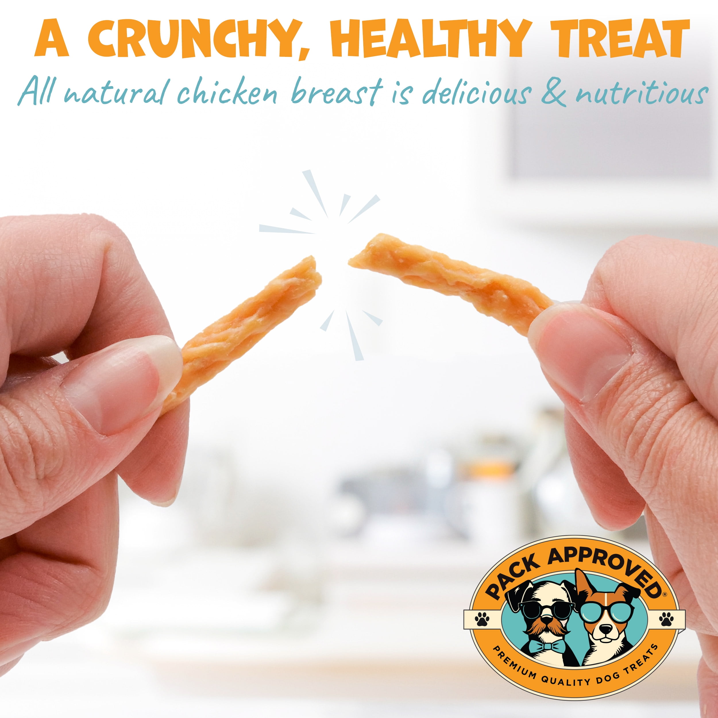 Pack Approved Chicken Sticks for Dogs - Dehydrated Chicken Dog Treats & Single Ingredient Dog Treat - High Protein, Low Fat Dog Treats - Chicken Treats for Dogs - Crunchy Dog Chew Sticks - 6.2oz