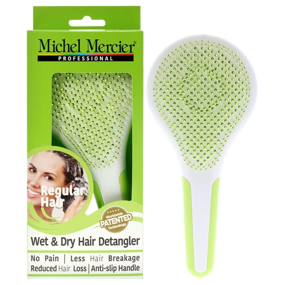 Desenredante para cabello húmedo y seco Michel Mercier Cabello normal Verde-blanco Cepillo de 1 pieza