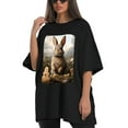 thumbnail image 4 of Plus Size Shirt for Women Oversized Black Tops for Women Short Sleeves Shirt for Women Easter T Shirt Crewneck Shirt for Women M, 4 of 5