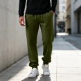 thumbnail image 3 of IAJDKMEK Men's Jogger Sweatpants Tapered Leg - Drawstring Elastic Waist Fleece Lined Solid Color Casual Lounge Pants for Men Gym,Army Green L, 3 of 8