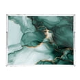 thumbnail image 2 of WOBOGO Gilt Green Patterns Acrylic Serving Trays 15.7x11.8 Inch Spill Proof Clear Decorative Organizer with Handle, 2 of 7