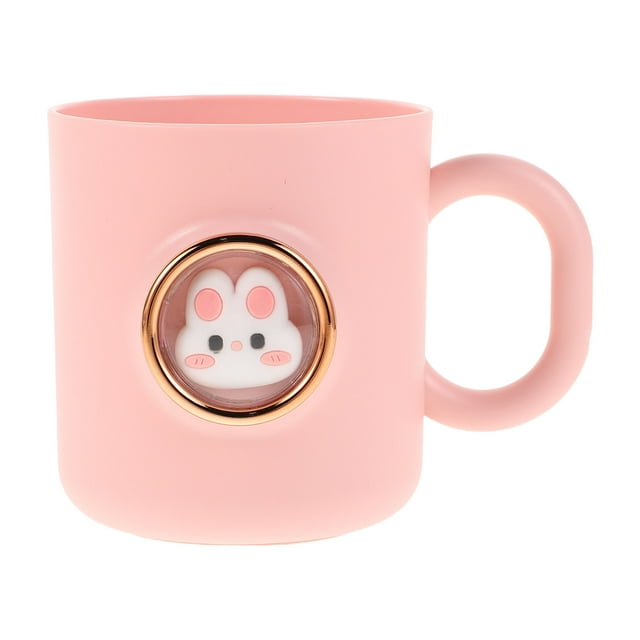 Vaso de plástico reutilizable para cepillo de dientes con asa para niños, con diseño de animales de dibujos animados