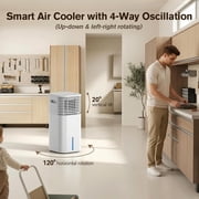Windowless Air Conditioner Portable 1800CFM w/4 Modes&3 Speeds, 15H Timer&17FT Remote, 2 Gal Tank for 24H Cooling Swamp Cooler, 4Ice Packs, 120° Swing Evaporative Air Cooler No Hose for Room
