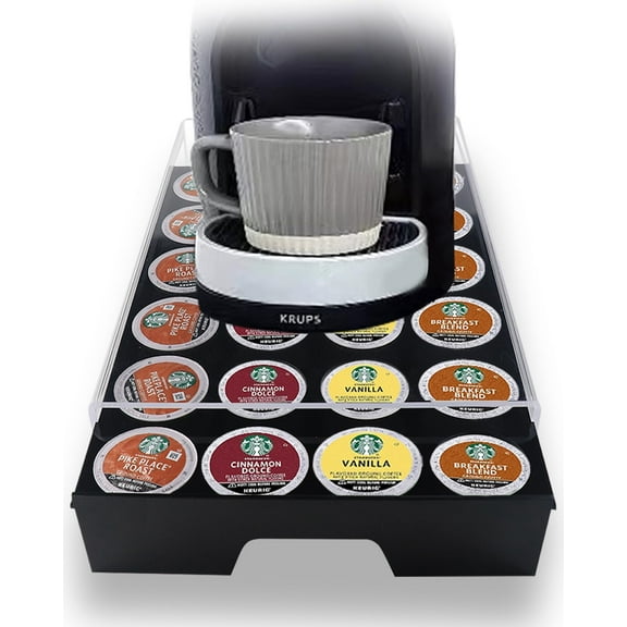 Acrylic K Cup Holder, Coffee Pod Storage Drawer, 24-pod Organizer, Clear, for Home or Office