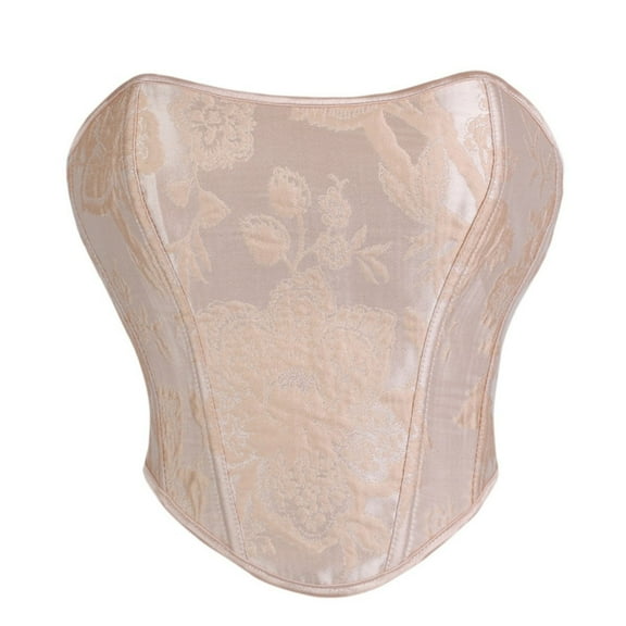 Byworldtasic Corset Tops For Women Victorian Renaissance Top for Women Vintage Gothic Print Overbust Bustier Tube Lace Up Party Crop Top