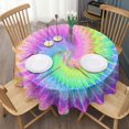 thumbnail image 3 of Colorful Tie Dye Pattern Round Tablecloth 60"x60",Wrinkle Wipeable Table Cloth for Kitchen Dining Room Picnic Patio Party, 3 of 6