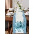 thumbnail image 2 of Eucalyptus Aqua Burlap Cotton Table Runner 13x36 Inches Short, Stripes Bottle Flower Cactus Plant Farmhouse Table Runners, Outdoor Dining Tablecloths Decor for Baby Shower/Party/Wedding, 2 of 6