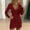 X-332Red, variant on YMNXA Womens Dress Long Sleeve V Neck Solid Color Sequin Elegant Comfortable Dresses For Party Gold L