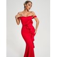 thumbnail image 3 of Vestido Bella Barnett Flower con hombros descubiertos y volantes largos, rojo, 3 of 5