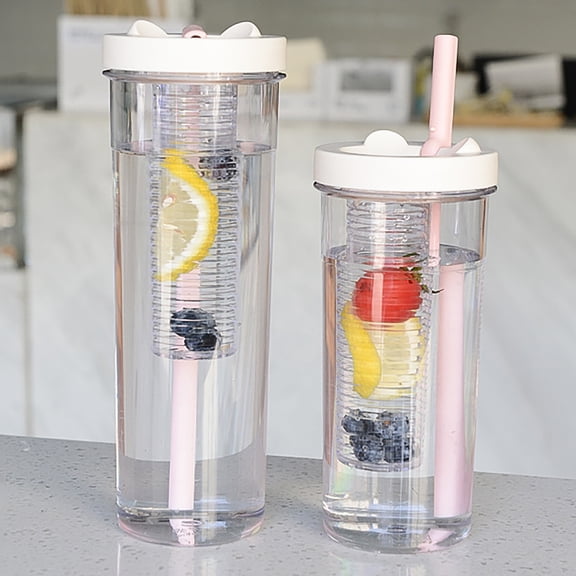 Dream Lifestyle 670/800ml Fruit Infuser Water Bottle, BPA-Free Fruit Infusion Sports Bottle with Lid and Drinking Straw, Leak Proof Plastic Water Bottle for Hiking Backpacking and Traveling