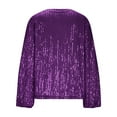 thumbnail image 5 of Erwazi Sparkly Sequin Long Sleeve T-shirt for Women V Neck Disco Shirts Club Trendy Outfits, 5 of 9