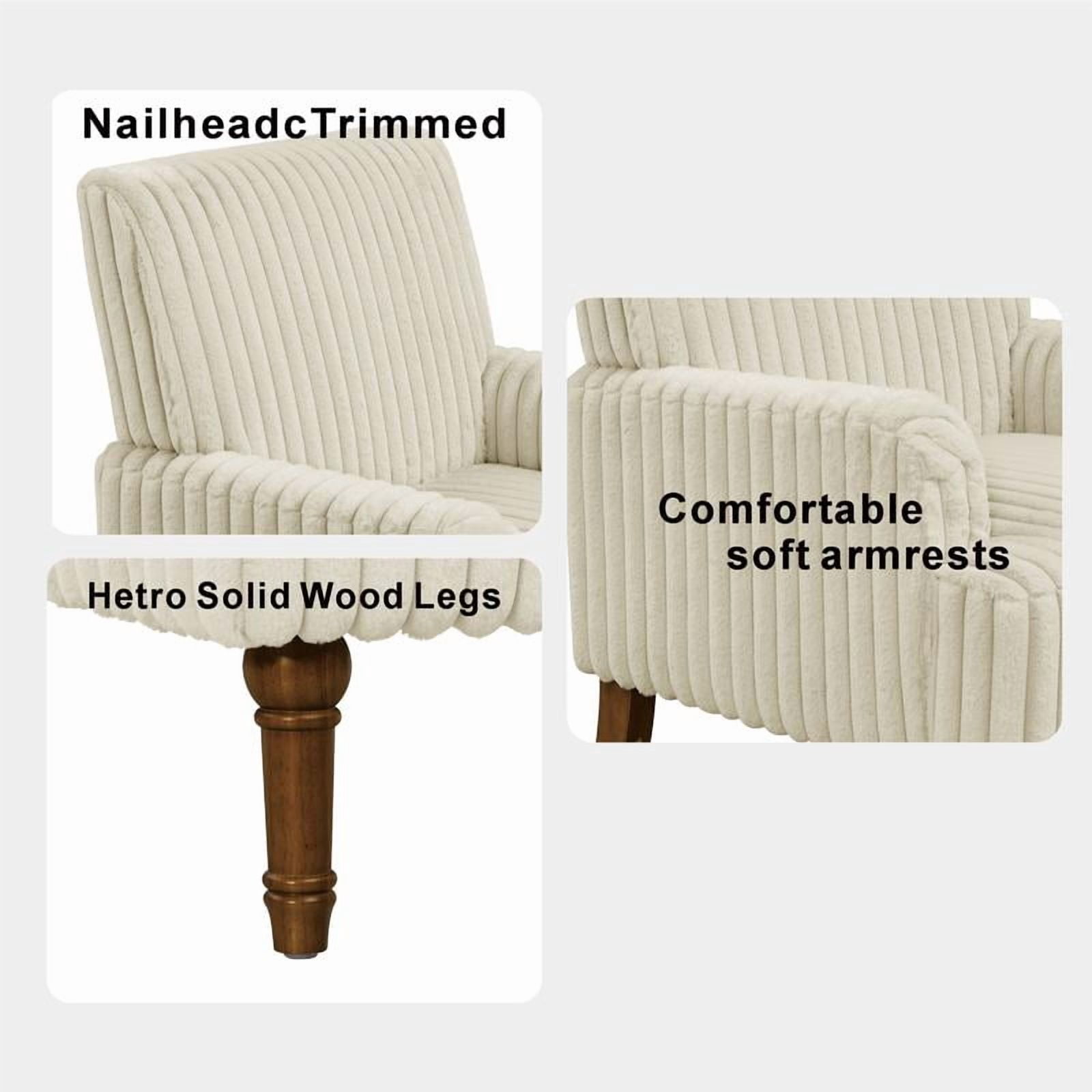 Modern Accent Chair with Wide Wale Corduroy, 9 Inch Solid Wood Legs, Upholstered Armchair with Thick High-Density Foam Cushion for Living Room, Beige