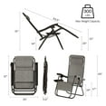 thumbnail image 6 of Lavish Home Set of 2 Outdoor Zero Gravity Chairs with Side Table (Gray), 6 of 9