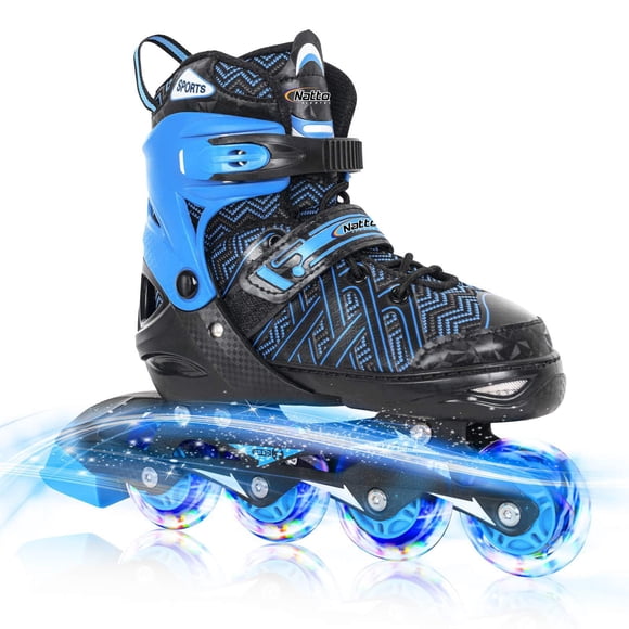 Patines en línea Nattork ajustables para niños pequeños, azules, 10J-12J