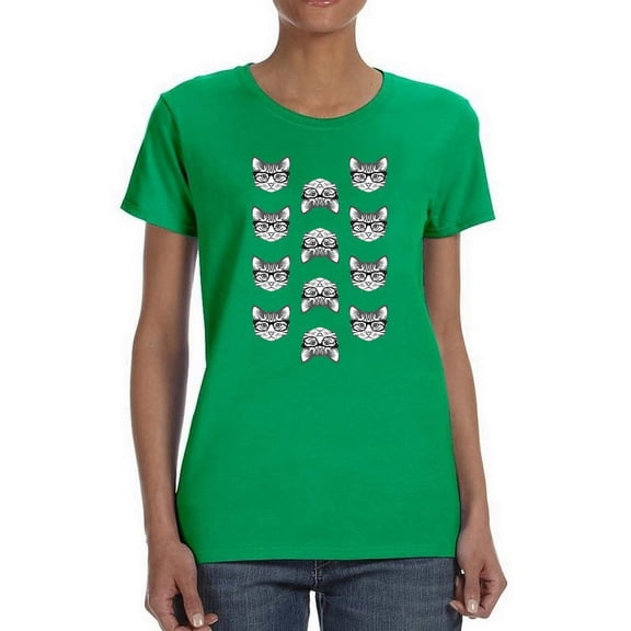 A Bunch Of Kittens With Glasses Women T-Shirt, Female x-Large
