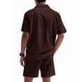 thumbnail image 4 of Men's Short Sleeve Sets Shirts Set 2 Piece Shirt Outfit Brown XXL, 4 of 7