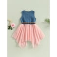 thumbnail image 4 of Bagilaanoe Little Girl Summer Dress Sleeveless A-line Princess Dresses 2T 3T 4T 5T 6T 7T Kid Denim Patchwork Tulle Skirt with Belt, 4 of 8