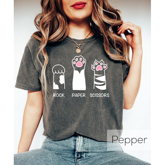 Rock Paper Scissors Cat Paws T-Shirt, Funny Cat Lover Tee, Cute Pet Mom Gift Shirt