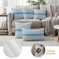 thumbnail image 6 of Blue Striped Outdoor Waterproof Pillow Covers, Modern Minimalist Gradient Lines Aesthetic Decorative Square Throw Pillowcase Sofa Cushion Sham for Patio/Couch/Chair, 26"x26" 2 Pack, 6 of 8