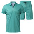 thumbnail image 6 of Daolelai Men's Casual Corrugated Lapel Short-Sleeved T-Shirt Shorts Two-Piece Suit, 6 of 6