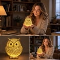 thumbnail image 5 of Gold Owl Night Light Lamp 4 Inch Cute Table Led Lamp for Bedroom Warm Night Light Decorative Gold Home Decor for Living Room Bedside Table Desk Ornament, 1 Pack, 5 of 7