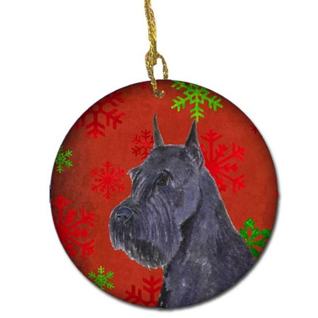 Carolines Treasures SS4730-CO1 Schnauzer Flocons de Neige Rouges Ornement en Céramique de Noël