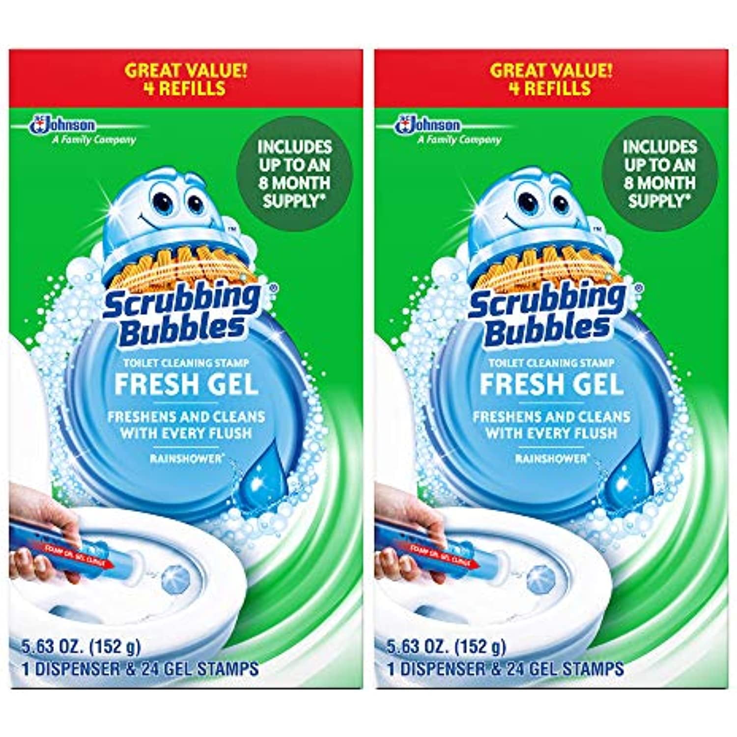 Scrubbing Bubbles Fresh Gel Toilet Cleaning Stamp Refill Value Pack