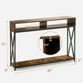 thumbnail image 3 of Gymax Steel Frame Console Table with Open Shelf and Storage Compartments, Brown, 3 of 9