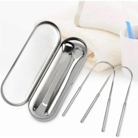 Tongue Scraper Set Stainless Steel Smoothing Surfaces Safe Tongue Cleaner Tongue Cleaning Tool