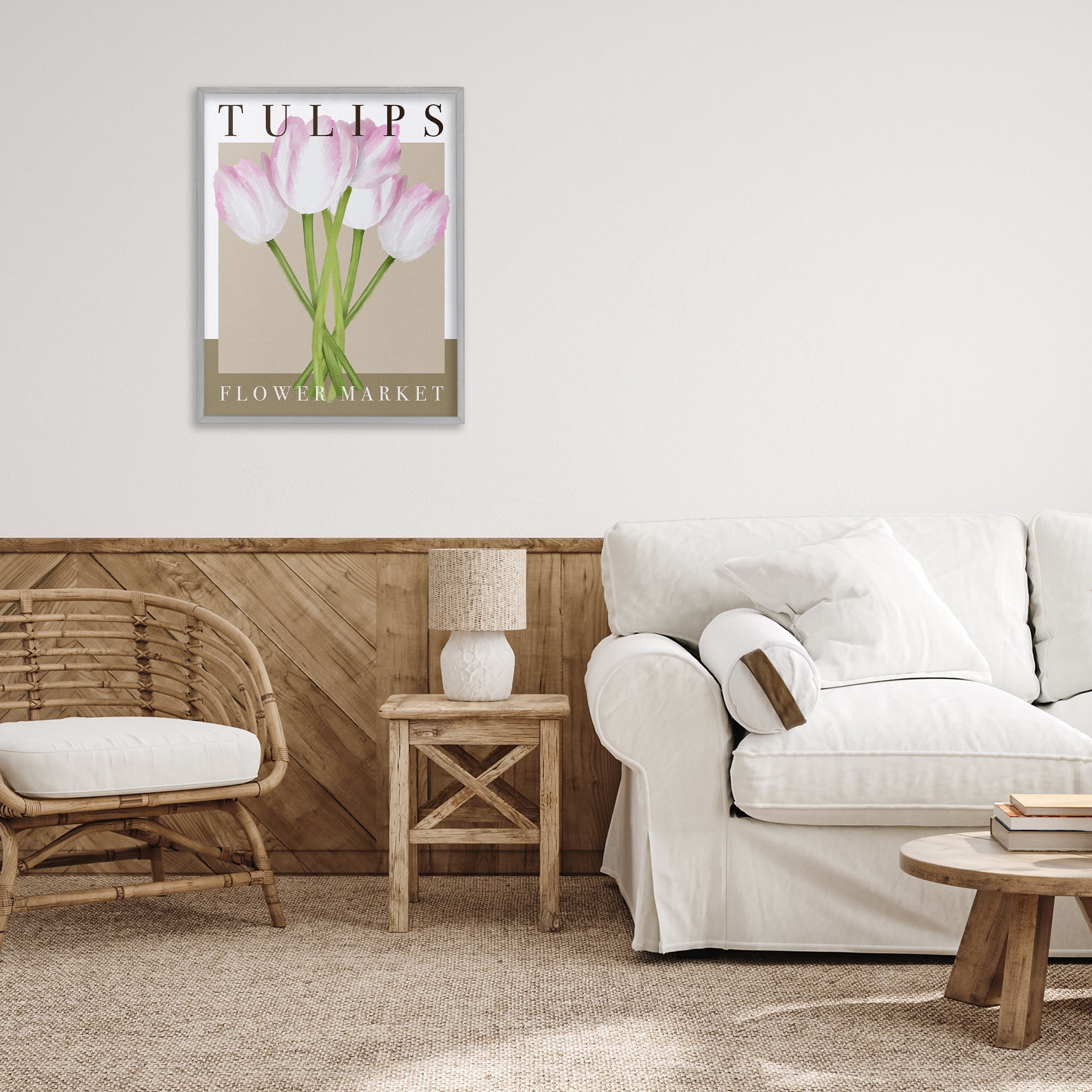 Stupell Industries Tulips Flower Market Gray Framed Giclee Art, design by Jennifer Stith