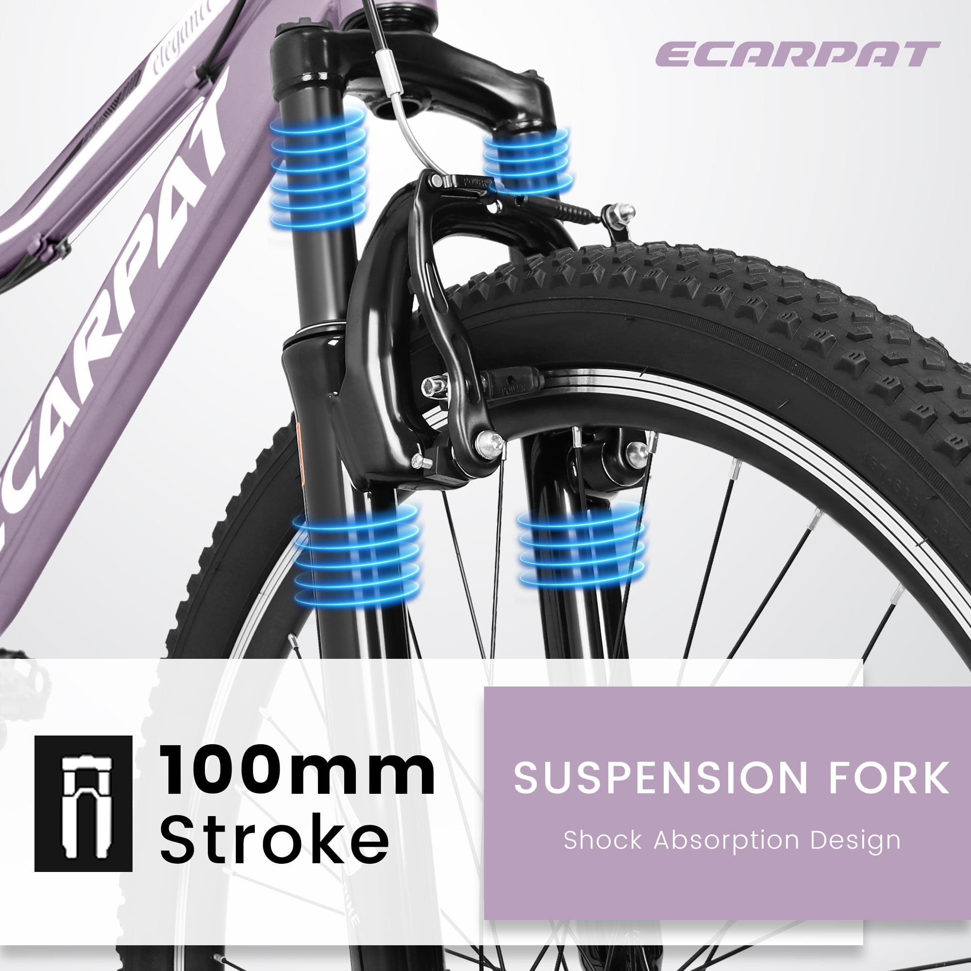 Aukfa 24" Mountain Bike for Girls Women, 21-Speed V-Brake Hyper Bicycles, Purple