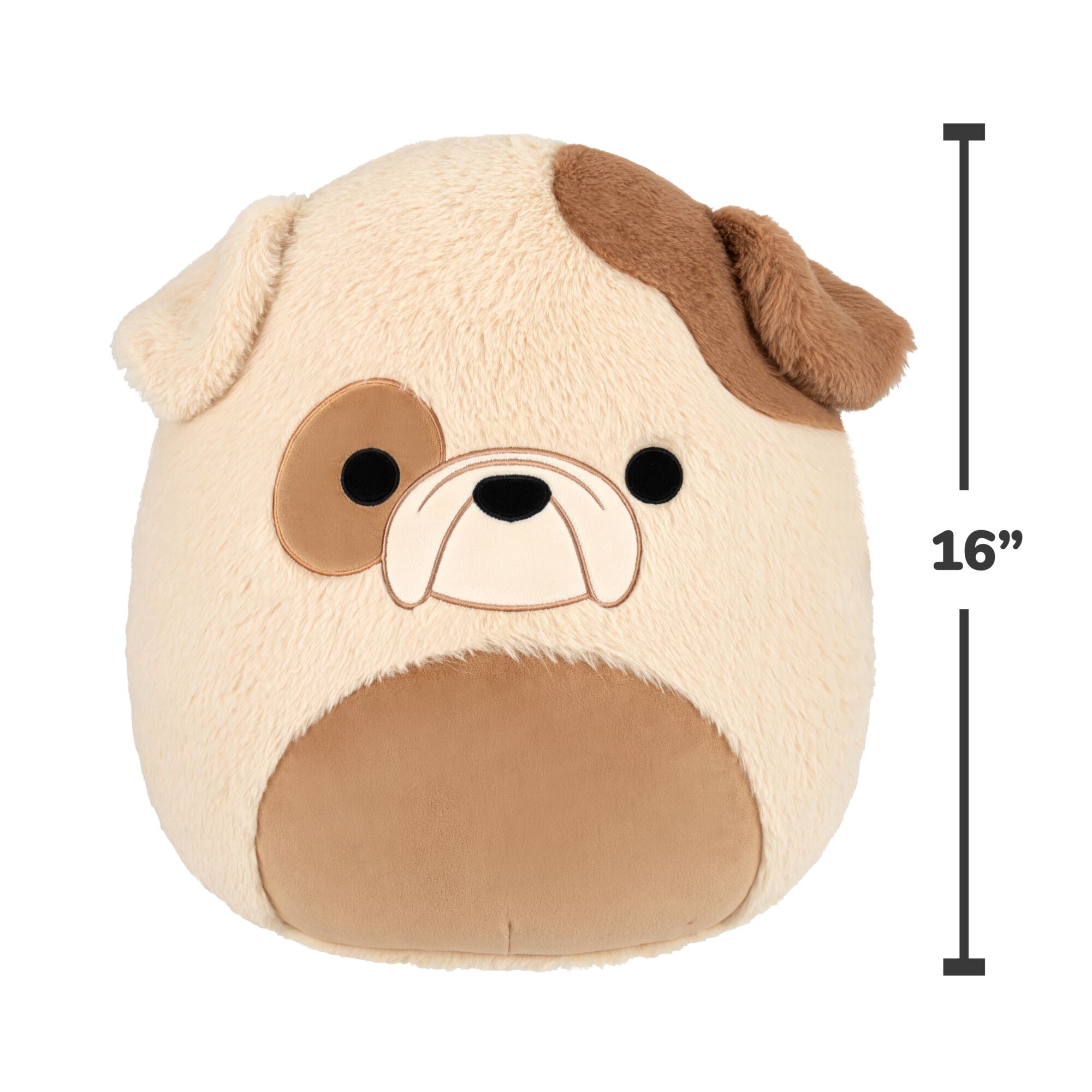 Squishmallows FuzzAMallow Official 16 inch Griz the Tan and Brown Spotted Bulldog - Child's Ultra Soft Plush Toy