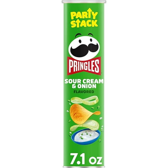 Pack Of 2 Pringles Sour Cream & Onion Potato Crisps Chips - Party Stack, 7.1 oz (Package May Vary)