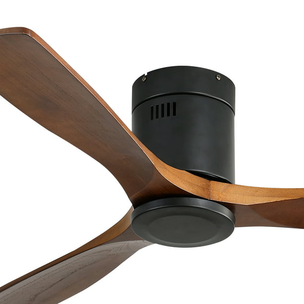 Docooler Low Profile Ceiling Fan Dc 3 Carved Wood Blade Noiseless Reversible Motor Remote Control Without Light Not Allowed To On Com - Ceiling Fan No Light Low Profile Remote