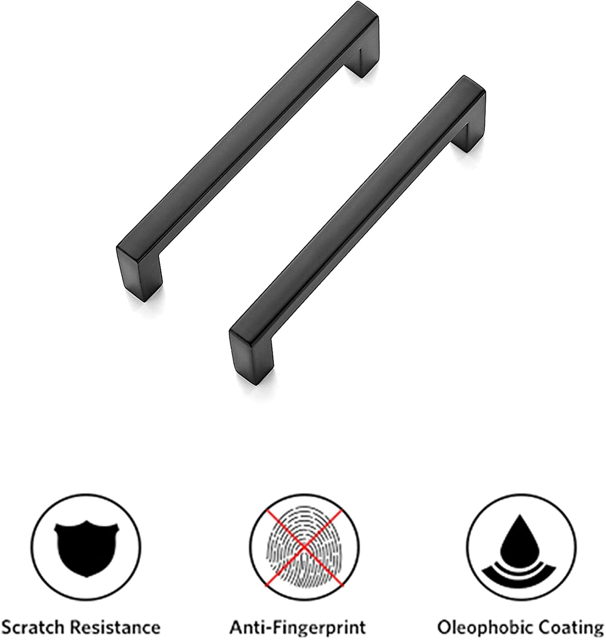 Fitviso 10 Pack 4.5 Inch(115mm) Hole Centers Modern Kitchen Cabinet Pulls Black Drawer Handles