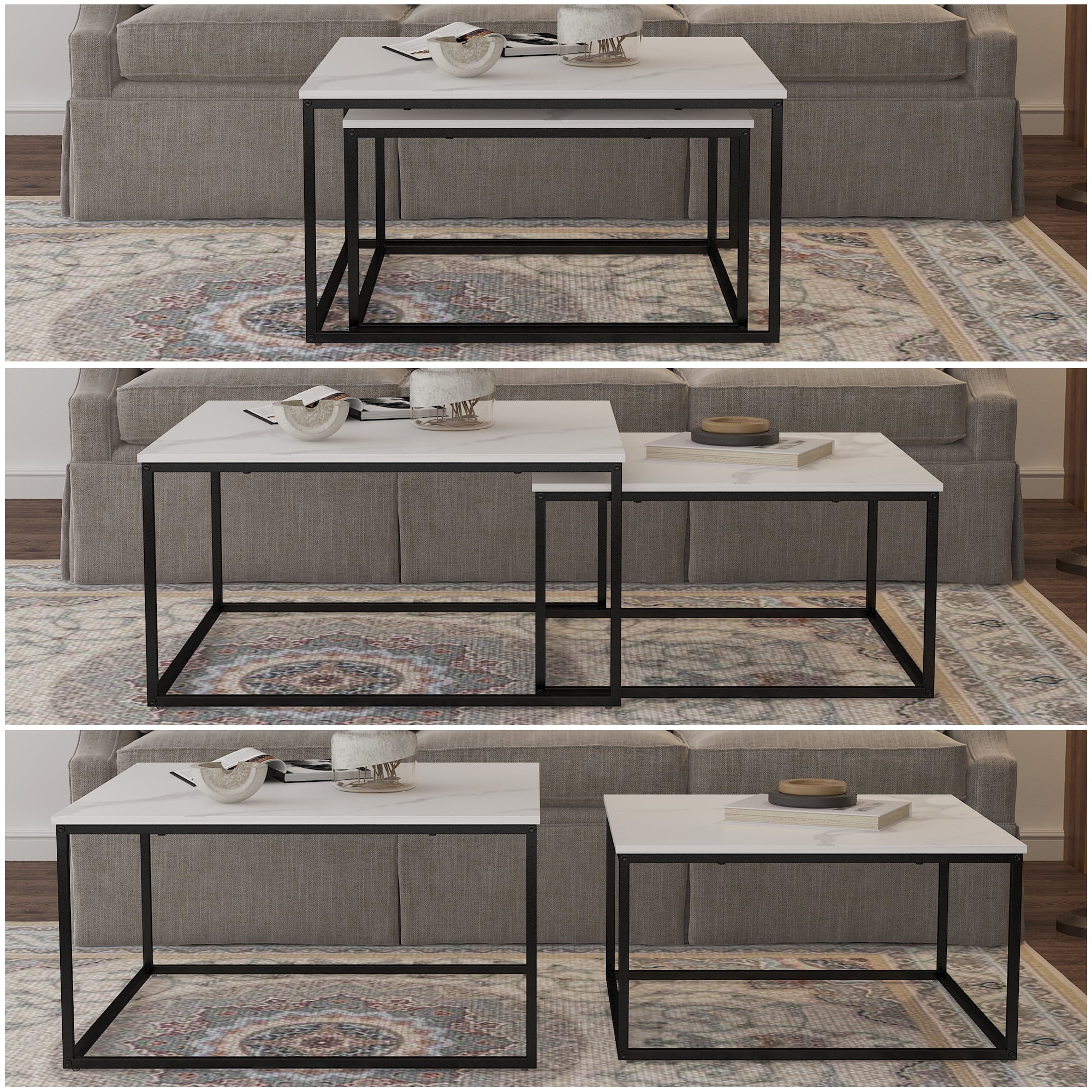 Chnnmbrn Storage Wood and Metal Coffee Table, White