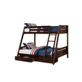 thumbnail image 2 of JERFIT Twin Over Full Bunk Bed with Storage Drawers, Espresso Solid Wood, Reversible Angled Ladder Safety Rails, 2 of 5