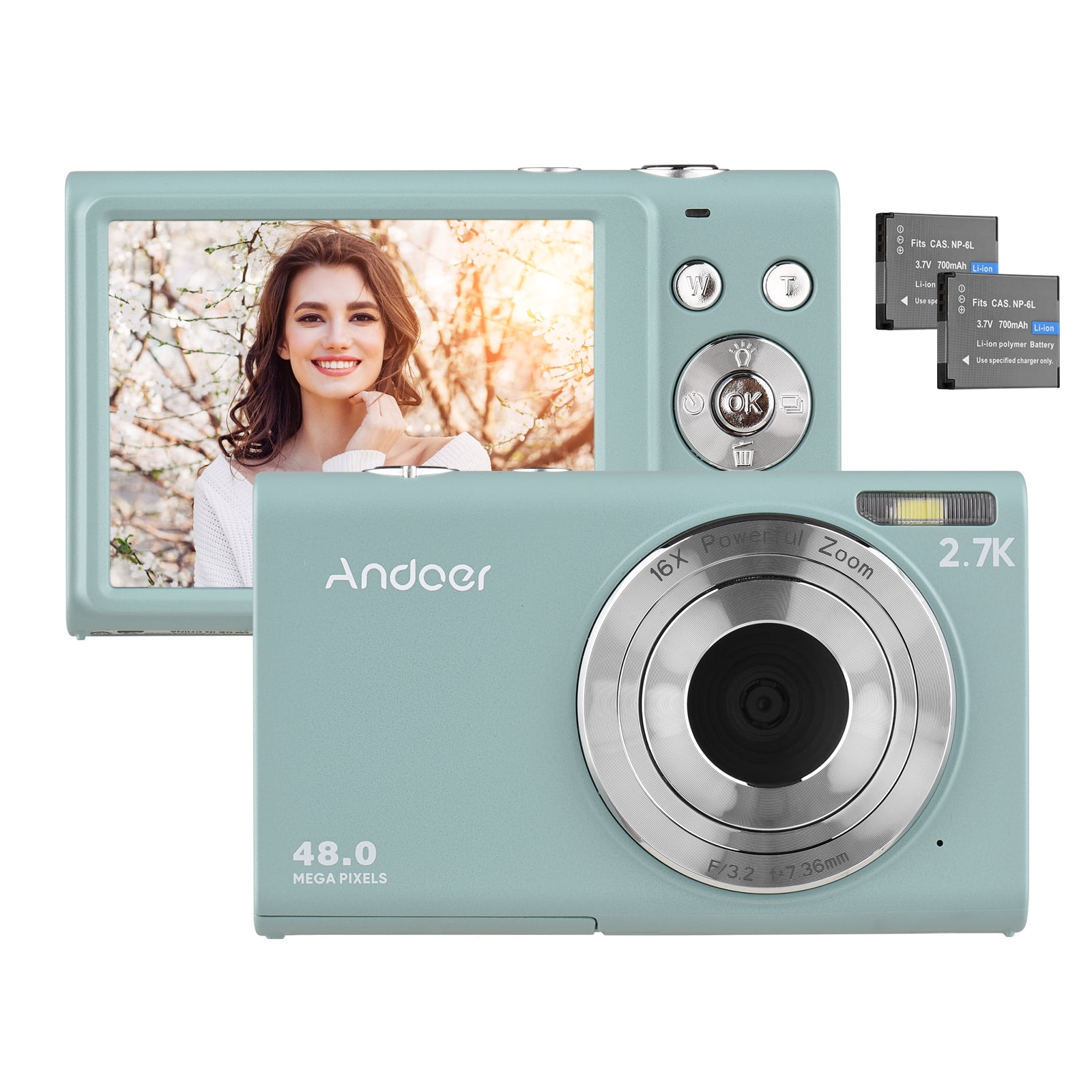 Andoer Digital Camera Compact Video Camcorder 48MP Auto Focus 2.88 Inch IPS Screen 16X Zoom Anti-shake Face Detact Capture Built-in LED Fill Light - Walmart.com