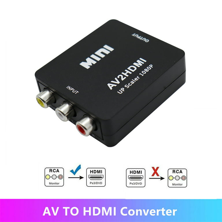 HDMI to AV Converter HDMI to RCA CVBS L/R Video Adapter 1080P HDMI Switch  with Mini USB Power Cable for TV Box AV HDMI
