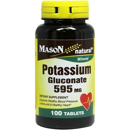 4 Pack - Mason Natural Potassium Gluconate 595 mg Tablets 100