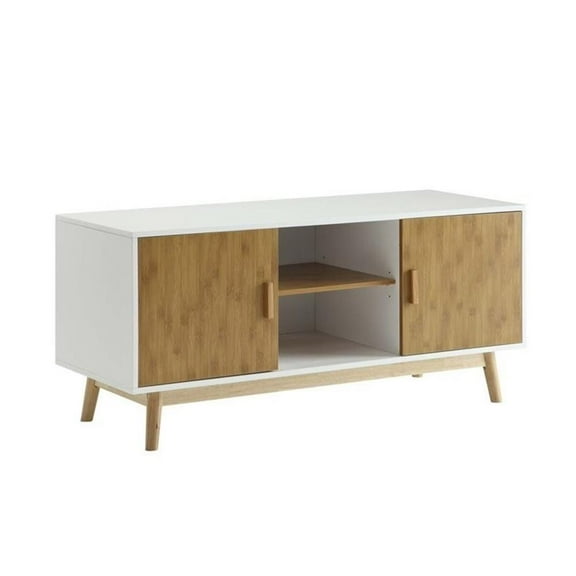 Allora TV Stand in White and Bamboo Wood