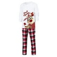 thumbnail image 2 of Gureui Christmas Family Matching Pajamas Elk Print Long Sleeve Crew Neck Tops and Stretch Casual Plaid Pants Sleepwear, 2 of 3