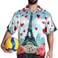 thumbnail image 4 of Eiffel Tower Valentine's Day Men's Hawaiian Shirt, Short Sleeve Printed Button Down Beach Casual Tops, Summer Spread Collar Men's Shirts, 4 of 6