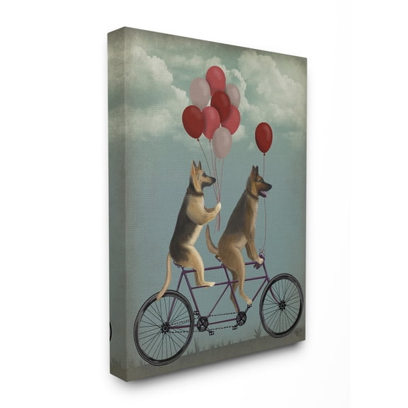 Stupell Industries German Shepard Dogs On Bicycle with Balloons Canvas Wall Art by Fab Funky