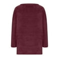 thumbnail image 5 of Black and Friday Clothing Sales Idoravan Long Sleeve Shirts for Women Winter Women's Round- Neck Plush Fall and Winter Loose Solid Pocket Warm Long Sleeve Blouse Tops Wine S, 5 of 6