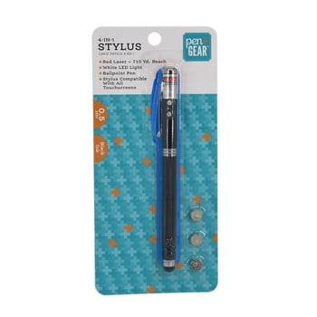 Pen + Gear 4-in-1 Stylus,with Red Laser, White LED Light, Ballpoint Pen Function, Black