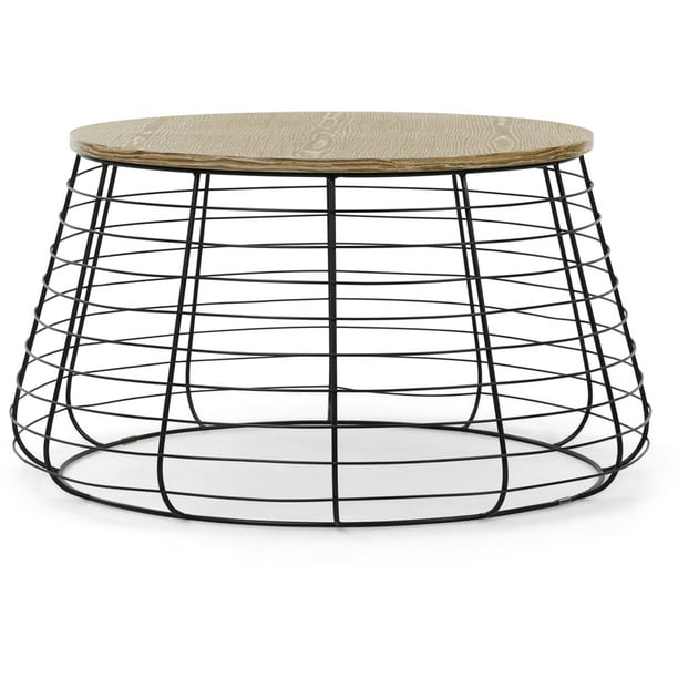 Decor Morris Metal And Wood Top, Round Wooden And Metal Side Table